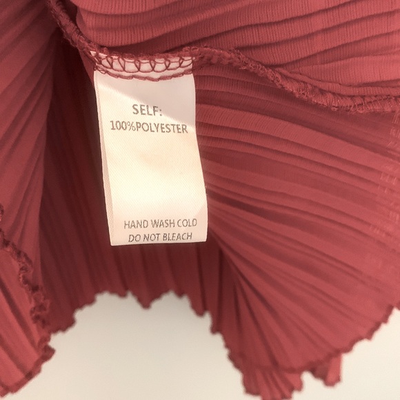 Easel S Pleated Brick Red Blouse - Picture 5 of 9